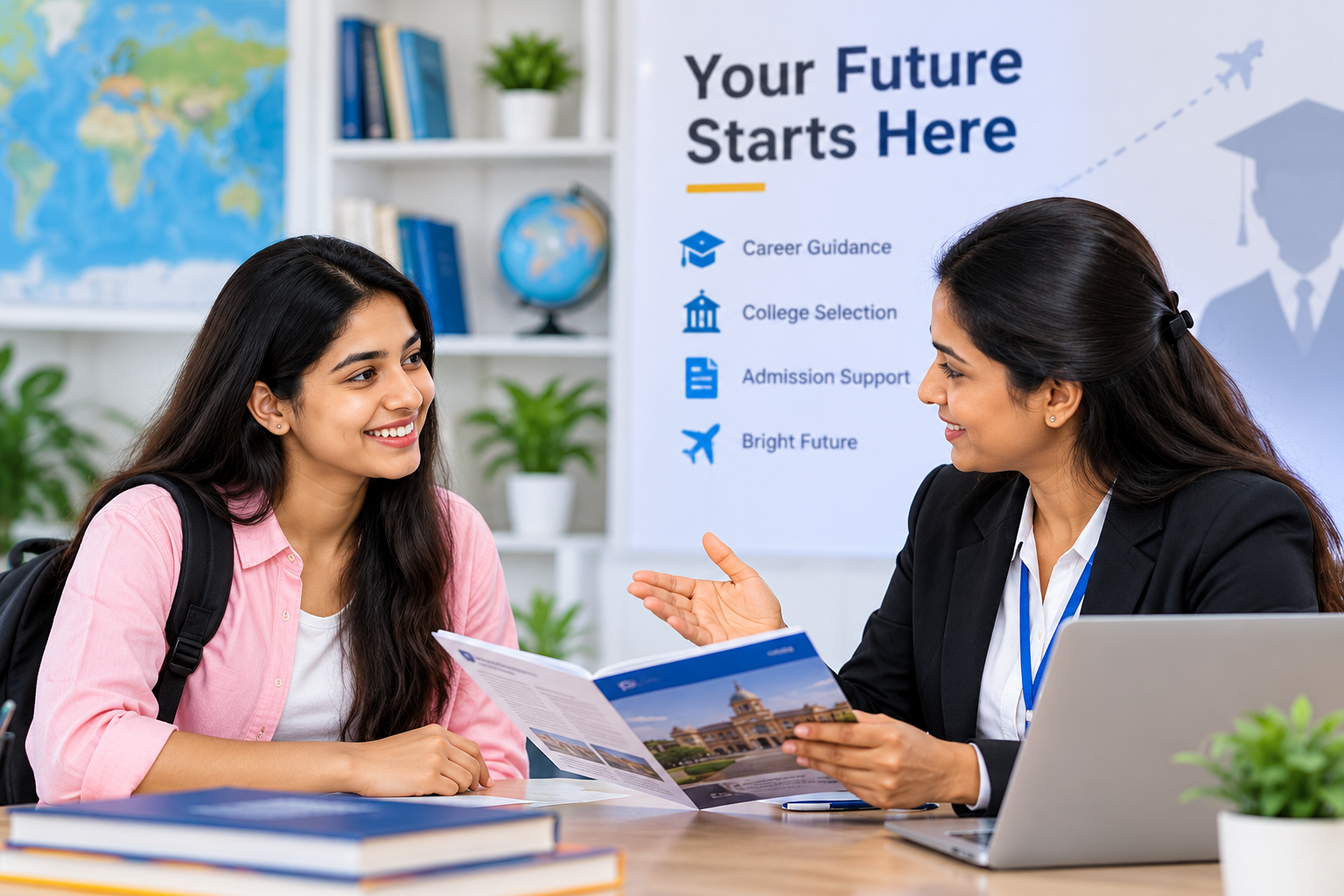 Student receiving college admission counselling
