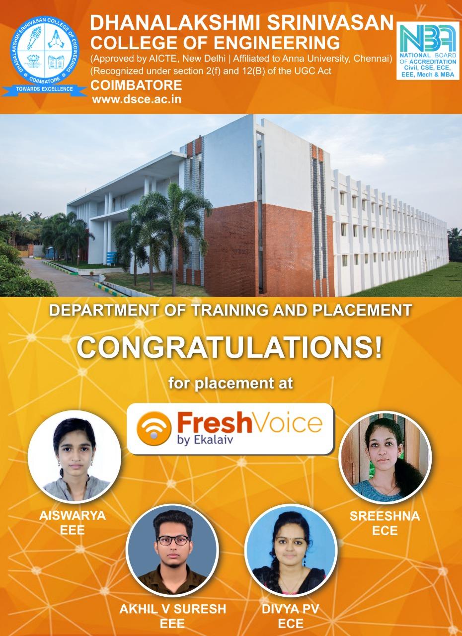 Dhanalakshmi Srinivasan College of Engineering Admission 2026 placement image 4